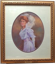 Lady of 1908 Original Pastel Painting by Carol Theroux 23&quot; x 20&quot; Frame - £599.67 GBP