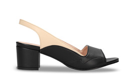 Sandali donna vegani sling back open toe tacco décolleté nero beige Appl... - £89.81 GBP