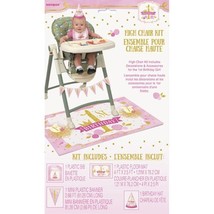 1st Birthday Pink Gold Girls High Chair Decorating kit Bib Hat Banner Mat - £4.34 GBP