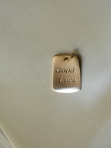 14ct Solid Gold &#39;Good Luck&#39; Plate Charm Pendant- Fine, customise, 14K Au585 - £74.40 GBP