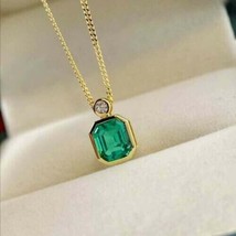 2Ct Simulated Asscher Emerald Solitaire Pendant 14k Yellow Gold Plated Silver - £66.79 GBP