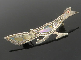 MEXICO 925 Sterling Silver - Vintage Inlaid Abalone Bird Brooch Pin - BP5348 - £31.06 GBP