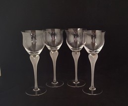 Mikasa  SEA MIST Clear Crystal Water Glasses Goblets Frosted Stem  ~ Set... - $34.64