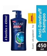 4 bottles x 450ml Clear Men Shampoo Anti-Dandruff Cool Sport Menthol - £81.30 GBP