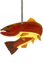 Steelhead Trout Wooden Intarsia Handmade Handcrafted Hanging Ornament - £11.64 GBP