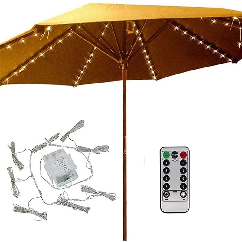 Patio Umbrella Lights 8 Lighting Mode LED String Lights with Remote Control Ligh - £62.74 GBP