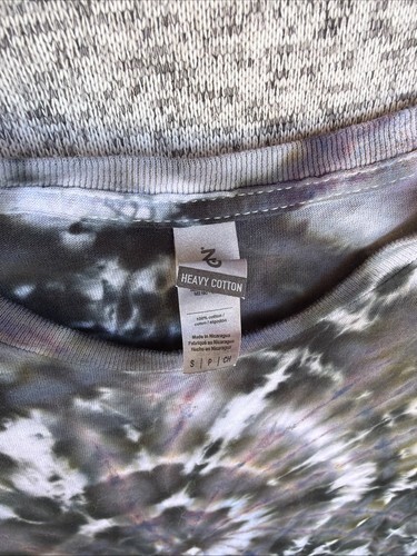 NEW Gilden Men’s Black Gray White Spiral Ice Tie Dye Short Sleeve Shirt SMALL Item image 7