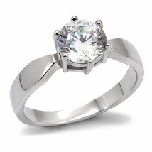 2.17Ct Round Cut Solitaire Simulated Diamond Stainless Steel Wedding Bridal Ring - £45.43 GBP