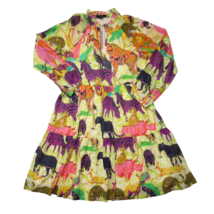 NWT J.Crew Tiered Popover in Natural Yellow Pink Ratti® Safari Print Dress XS - £94.66 GBP