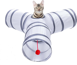 Cat Tunnel, Collapsible Tube with 1 Play Ball Toys, 3 Ways Tunnels for Indoor Ca - £11.83 GBP