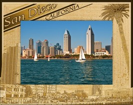 San Diego California with Palm Tree Laser Engraved Wood Picture Frame (8 x 10) - £42.20 GBP