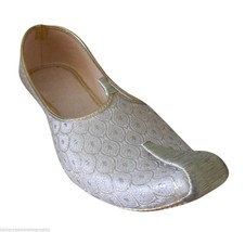 Men Shoes Jutti Indian Handmade Wedding Loafers Cream Groom Mojari US 6-11 - £43.95 GBP