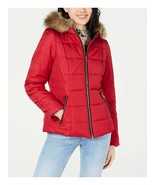 Celebrity Pink Juniors&#39; Puffer Coat with Faux Fur Trim Hood, TRUE RED, S... - £19.77 GBP