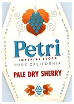 Petri Pallido Asciutto Cocktail Sherry California Bottiglia Etichetta - £27.36 GBP