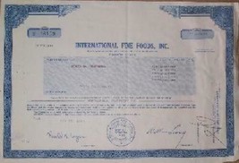 International Fine Foods Stock Certificate, 1984 Very Rare Vintage Scrip... - $379.95