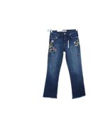 NEW ZARA WOMENS SIZE 2 BOOTCUT CROPPED EMBROIDERED MID RISE BLUE JEANS - €30,85 EUR