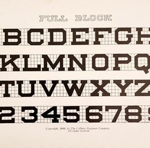 Full Block Font Example 1899 Victorian Craft Supply Art Drawing Ephemera... - $375.23 MXN