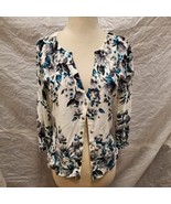 NWT White House Black Market Women&#39;s White and Blue Floral Cardigan Swea... - £77.86 GBP
