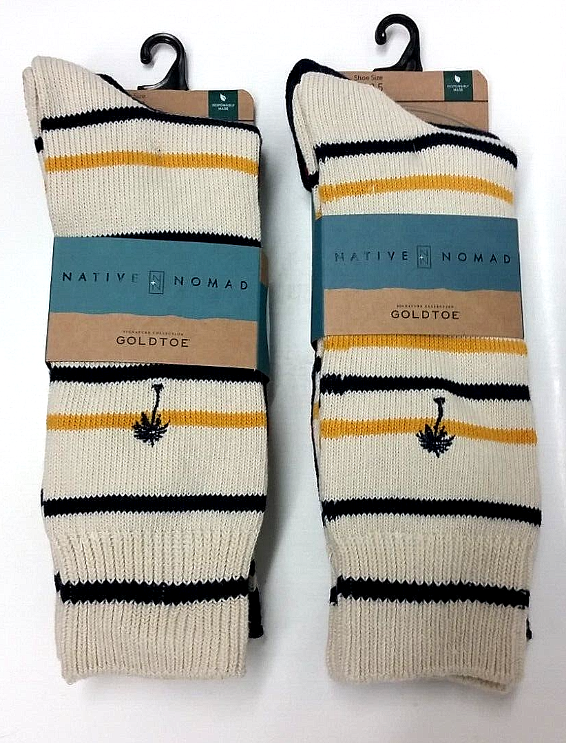4 PAIR GOLD TOE Men&#39;s N.N Crew Socks, Knit w/ ORGANIC Cotton, 6-12.5 LIM... - $21.77