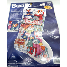 Bucilla Counted Cross Stitch LET IT SNOW 18&quot; Stocking Kit Snowman Christ... - £34.76 GBP