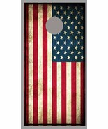 Aged American Flag Black Frame Corn hole Wraps Decals - $27.42 CAD+