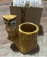 Vintage Ceramic Brown Owl Toothpick Holder New Old Stock! With Box! - $18.00