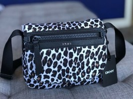 DKNY Carla Flap Crossbody Nylon Leopard Print w/ Black Trim/ Nylon Nwt M... - $74.99