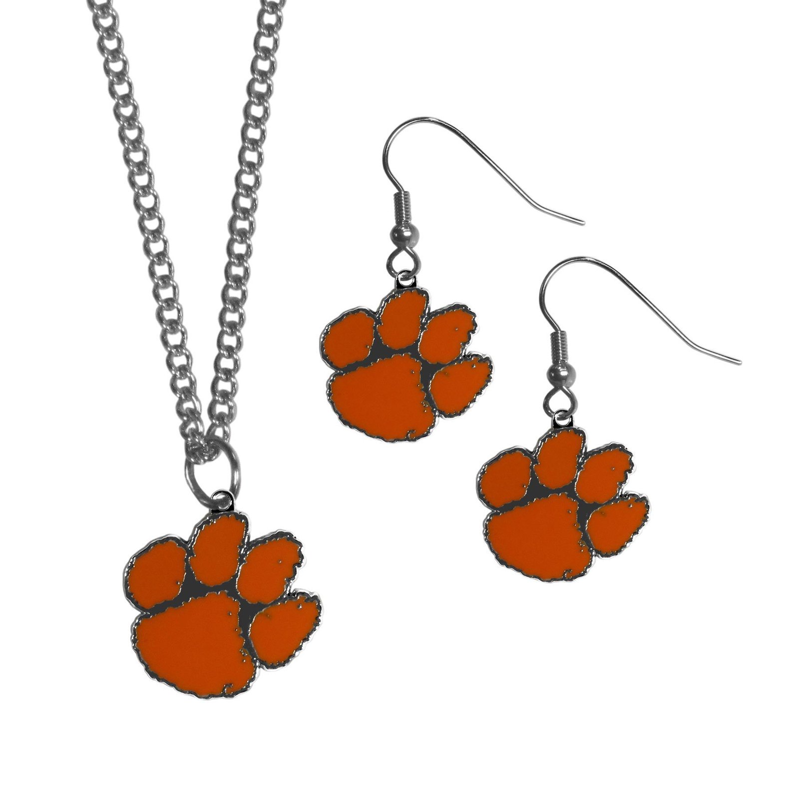 NCAA - Clemson Tigers Dangle Earrings and Chain Necklace Set  - £8.78 GBP