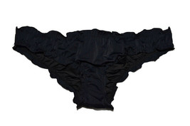 MALIA Black Itsy Ruched Ruffle Brazilian Bikini Swim Bottom S - £15.91 GBP