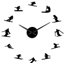 Outdoor Winter Sports Ski Giant Frameless DIY Wall Clock Home Room Decor - $22.99+