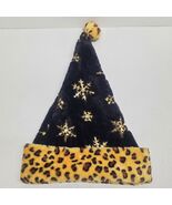 Fleece Black Leopard Cheetah Print Gold Sequin Snowflakes Santa Christma... - €16,79 EUR