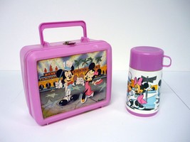 Disney&#39;s Mickey &amp; Minnie Mouse Lunchbox Aladdin Film Festival w/Thermos 1980&#39;s - $19.30