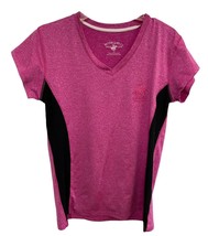 Beverly Hills Polo Club T shirt Womens  Size M Athletic Pink Black V Neck - £5.52 GBP