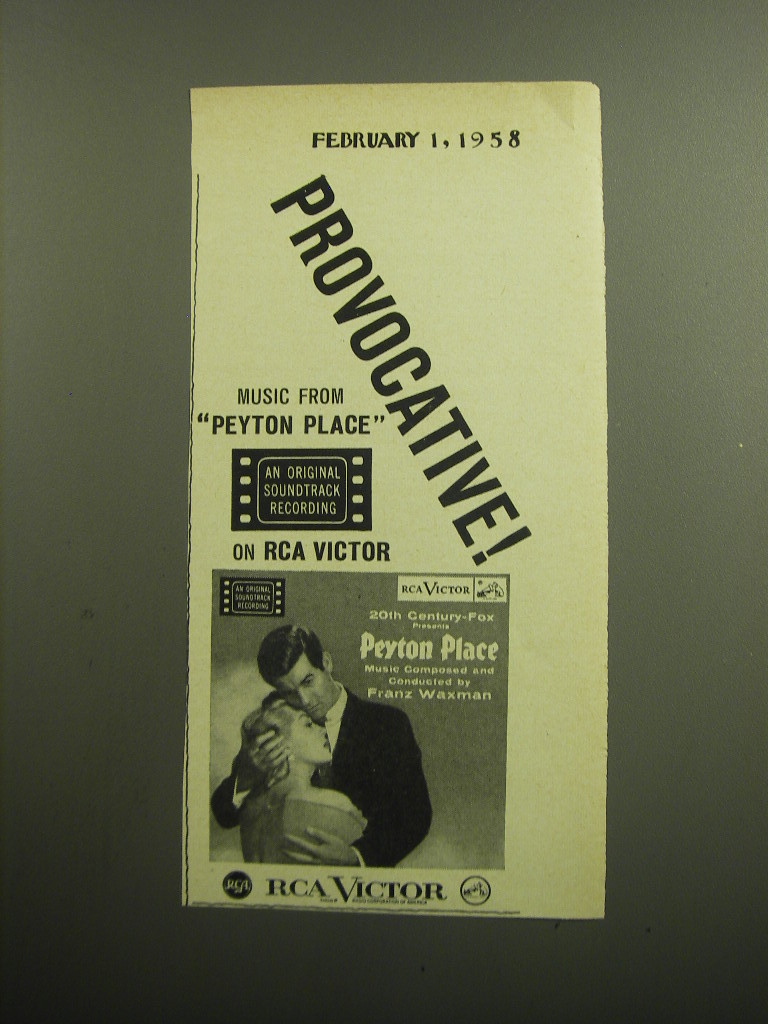 1958 RCA Victor Record Advertisement - Peyton Place Soundtrack - $18.49