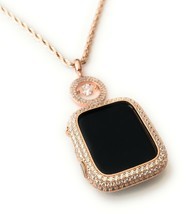 Bling Apple Watch Pendant Charm Necklace Chain Rose Gold Bezel Case 41/4... - $59.24+