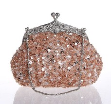 Navy Blue Ladies&#39; Beaded Sequined Wedding Evening Bag Clutch handbag Bridal Part - £84.95 GBP