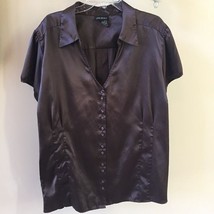 Lane Bryant Light Weight Silky Button Down Short Sleeve Top Plus Size 26/28 - £11.56 GBP