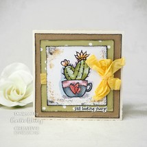Woodware Clear Stamp 3.8&quot;X2.6&quot;-Singles Heart Cactus - £6.51 GBP