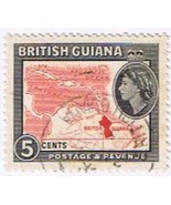 Stamps British Guiana 1954 QEII 5 Cent Value Map - $0.68