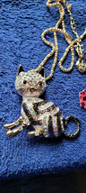 New Betsey Johnson Necklace Cat Black White Rhinestone Halloween Collectible - £11.76 GBP