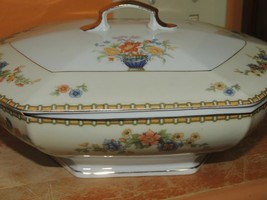 MZ Altrohlau Covered Vegetable dish 9&quot;x7&quot; Czechoslovakia Antique China P... - $14.39