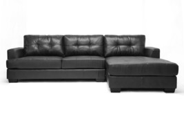 Modern Black Leather-Soft* Tufted Sectional Sofa Chaise Set - £1,082.43 GBP
