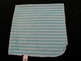 Luvable Friends Aqua Blue White Stripe Cotton Flannel Baby Boy Swaddle Blanket - £18.17 GBP