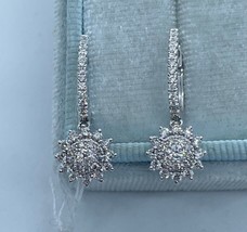 1.50Ct Moissanite Tester Pass Sunflower Dangle Earrings 14K White Gold Plated - £279.85 GBP