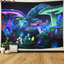 Psychedelic Mushroom Tapestry Fantasy Wall Galaxy Space Starry Night Sky  - £20.55 GBP+
