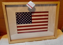 Framed American Flag Wood &amp; Plastic 16&quot;x 12&quot; Ashland Wall Decor 4th Of July 277X - £18.97 GBP