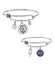 Disney Mommy &amp; Me Mother Daughter Silver Bangle Bracelet Set Belle Beaut... - £40.35 GBP