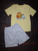 NEW Boutique Pumpkin Truck Boys Short Sleeve Shorts Outfit Set - £8.82 GBP