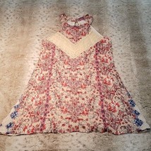 Altar&#39;d State Pink and Cream Paisley High Neck Above Knee Sun Dress Size Small S - £27.33 GBP
