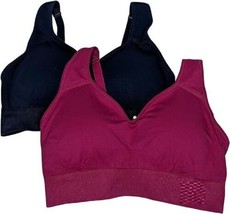 PUMA Womens Removable Cups Racerback Sports Bra 2 Pack,Size Large,Pink/Blue - £29.46 GBP